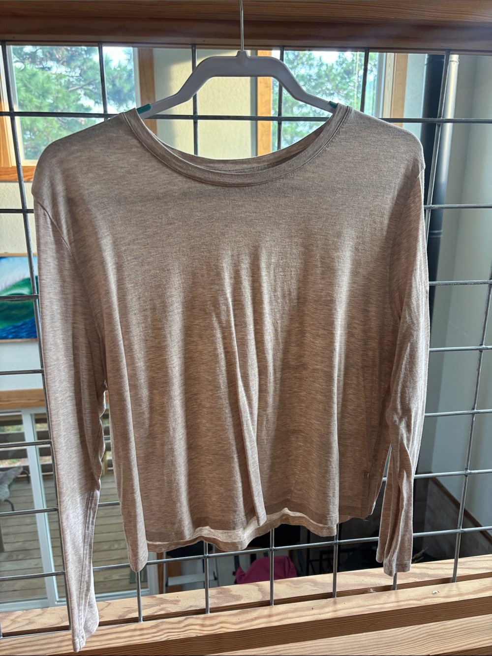 girlfriend collective Long-Sleeve Crew Top in Light Taupe